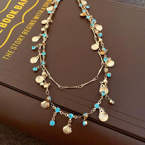 Hot ins diamond shell tassel necklace fashion design clavicle chain temperament light luxury high-end jewelry for women