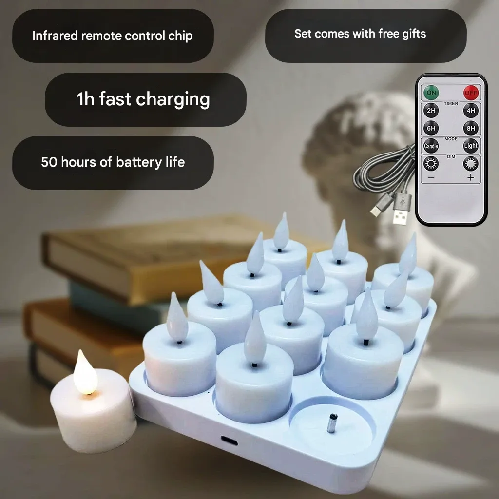 Popular Small Candle Light: Rechargeable LED Decorative Lamp with Remote & Realistic Flickering Flame for Bars and Restaurants