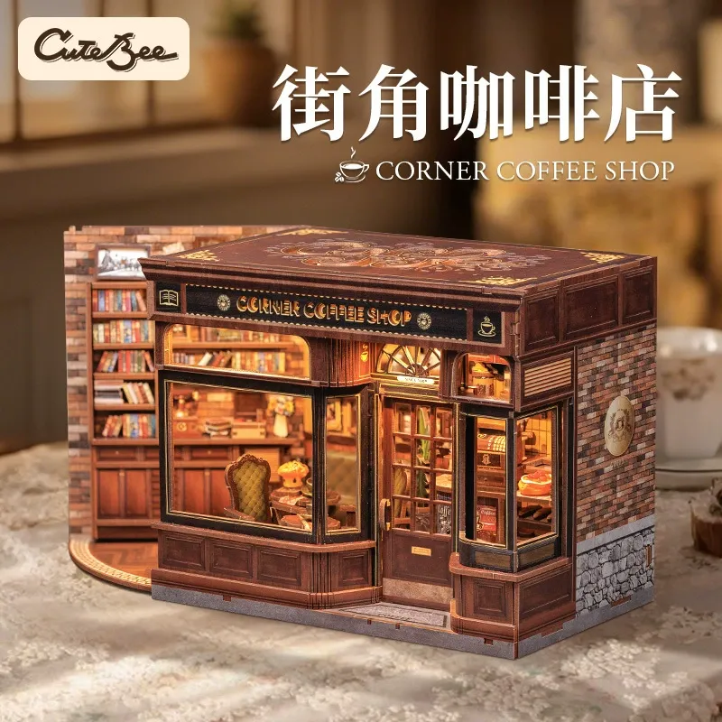 Corner Café Miniature Scene Model – DIY 3D Puzzle House Kit  Immersive Handmade Stress-Relief Gift