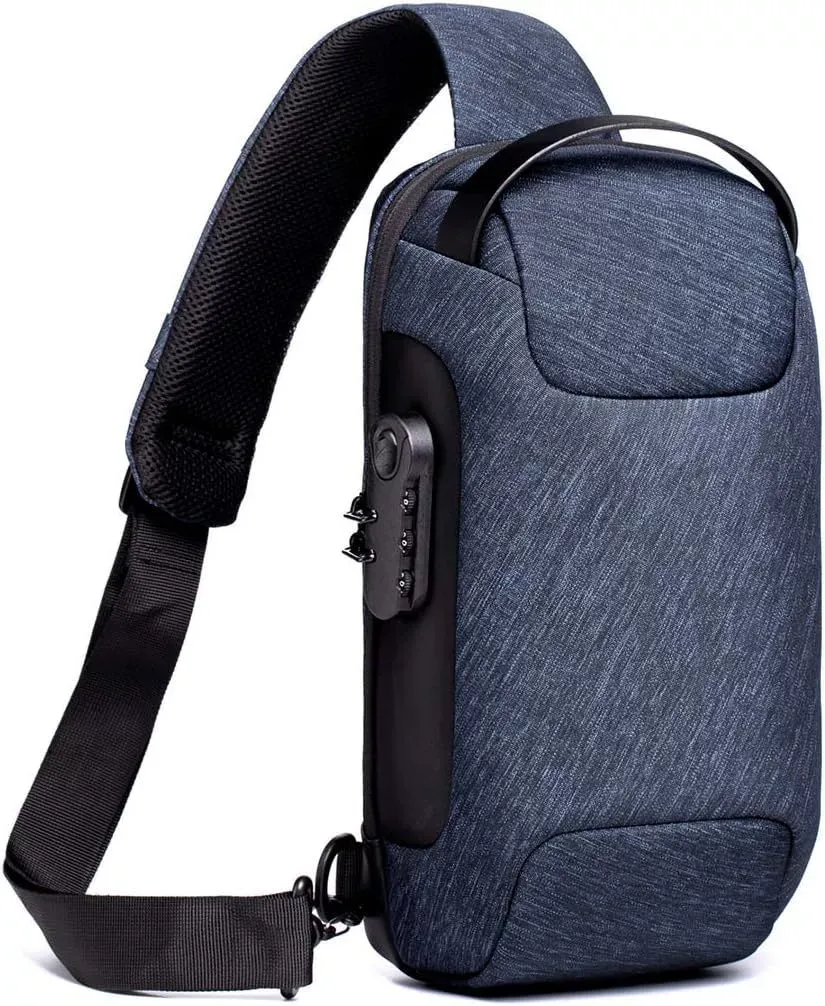 Waterproof, Scratch-Resistant Anti-Theft Combination Lock Crossbody Bag  Oxford Cloth Sporty Crossbody Backpack  Men's Single Shoulder Chest Bag