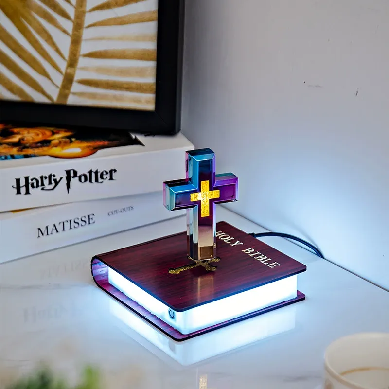 Magnetic Levitating Cross Book Mood Light - Anti-Gravity Tech Decor, a Thoughtful Gift for Teacher, Girlfriend on Valentine's Day