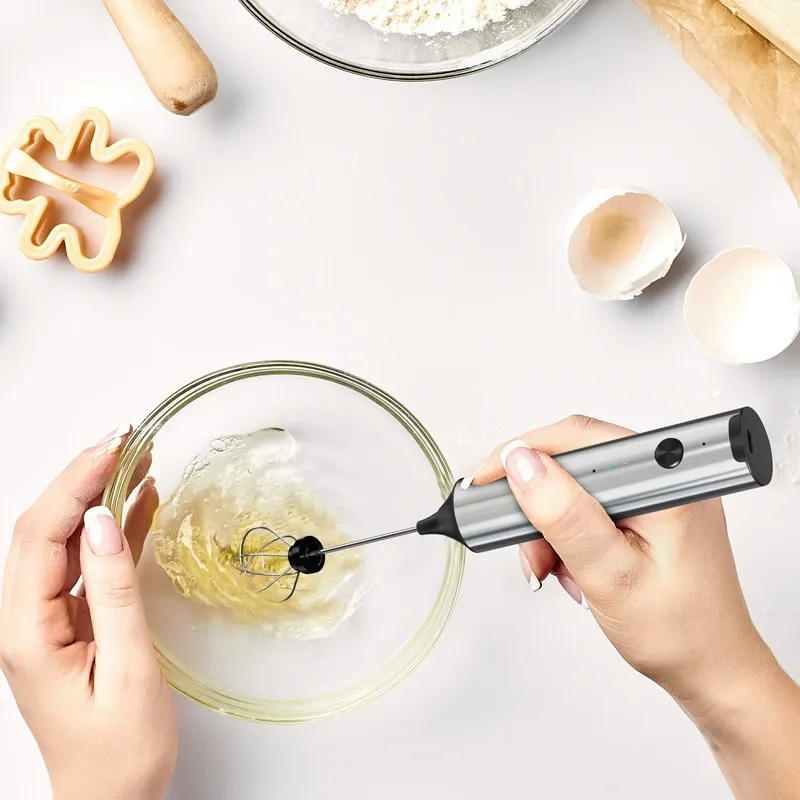 Milk Frother, Coffee Frother & Electric Whisk - 2-in-1 Cordless Handheld Milk Stirrer and Egg Beater