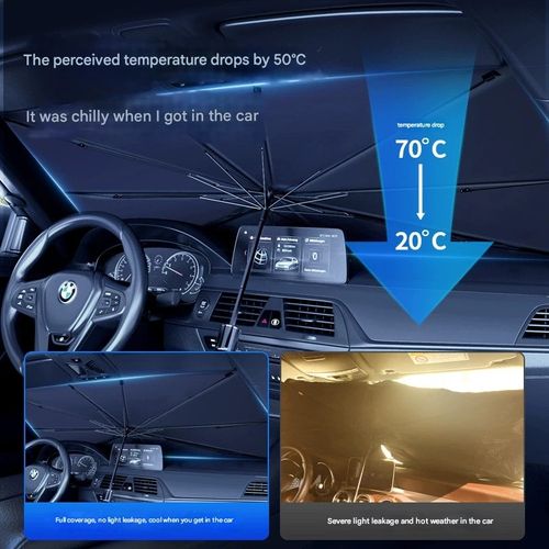 Car Sun Shade Curtain  Retractable Front Windshield Sun Shade - Heat Blocking & UV Protection