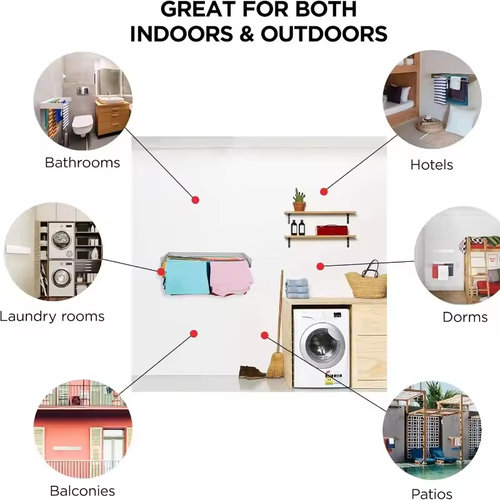 Indoor Folding Wall-mounted Hidden Drying Rack Rod Cloth Rack Balcony Clothesline Pole Hanger Towel household Storage Rack