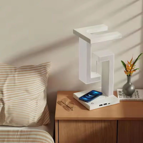 ✨Anti-Gravity LED Night Light with 10W Wireless Charger! Dimmable Desk Lamp for Bedside & Decor