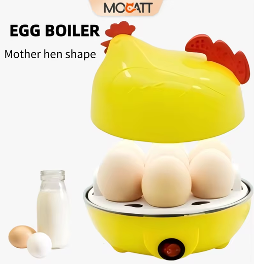 🔥Cute Chicken-Shaped 7-Egg Boiler & Steamer｜Soft or Hard Boiled Eggs｜Multi-Functional Breakfast Helper