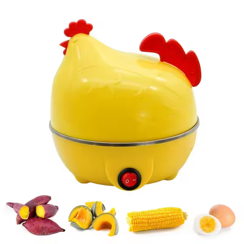 🔥Cute Chicken-Shaped 7-Egg Boiler & Steamer｜Soft or Hard Boiled Eggs｜Multi-Functional Breakfast Helper