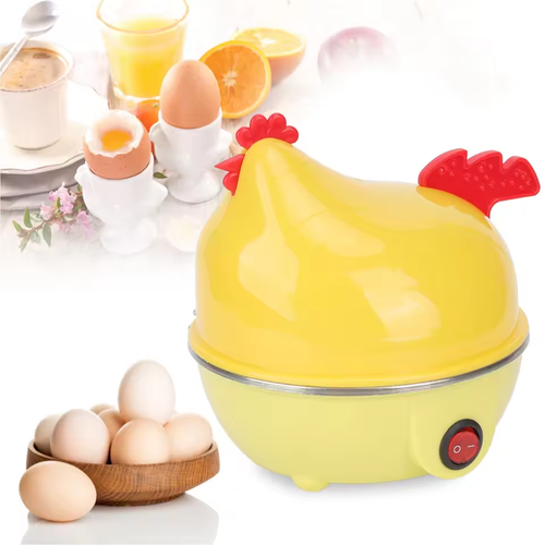 🔥Cute Chicken-Shaped 7-Egg Boiler & Steamer｜Soft or Hard Boiled Eggs｜Multi-Functional Breakfast Helper