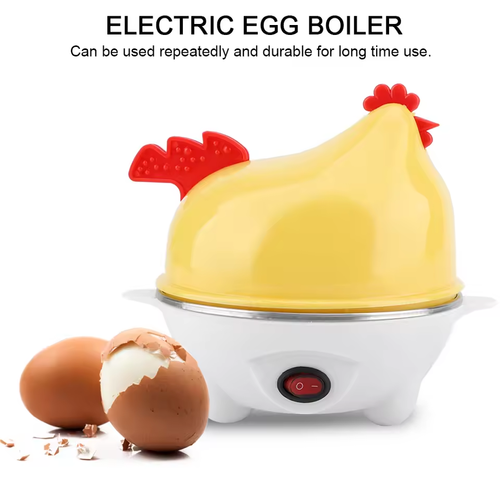🔥Cute Chicken-Shaped 7-Egg Boiler & Steamer｜Soft or Hard Boiled Eggs｜Multi-Functional Breakfast Helper