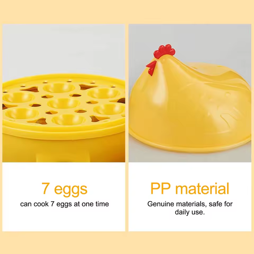 🔥Cute Chicken-Shaped 7-Egg Boiler & Steamer｜Soft or Hard Boiled Eggs｜Multi-Functional Breakfast Helper