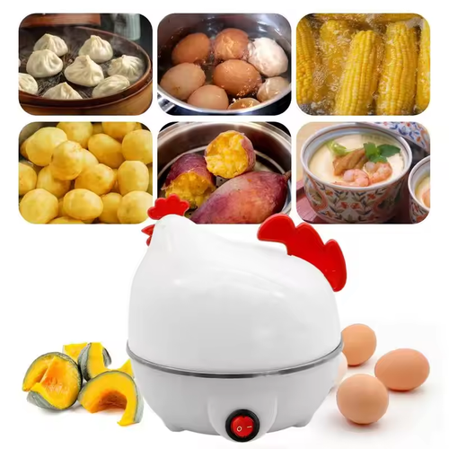 🔥Cute Chicken-Shaped 7-Egg Boiler & Steamer｜Soft or Hard Boiled Eggs｜Multi-Functional Breakfast Helper
