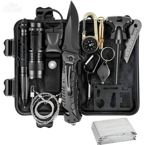 Popular 14 Pcs Survival Gear Gifts Wilderness SOS Tactical Outdoor Camping Travelling Adventure Fret Emergency Survival Kit