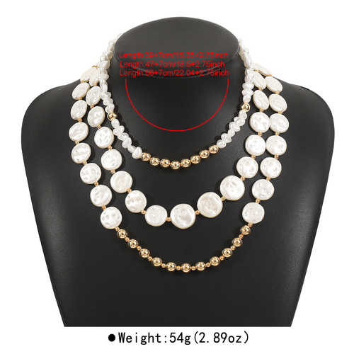 Draweye Imitation Pearls Necklaces for Women Multilayered American Retro Fashion Jewelry Punk Style Simple Collares Para Mujer