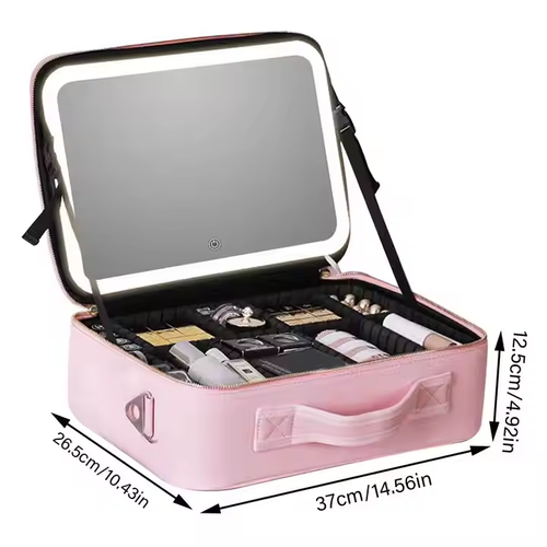 ✈Makeup bag with LED Mirror Large pink