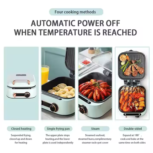 Double-side Heating Machine Barbeque Grill Hot Pot Steak Fry Crepe Pancake Pizza Oven Electric Griddle Baking Pan Deepen Cooker