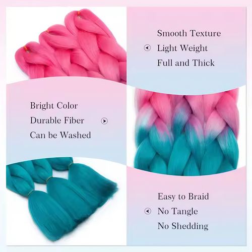 Two-Color Jumbo Braid Hair Weft 100g Synthetic Fiber 24 Inch Machine SINGLE WEFT Durable Braiding Accessory