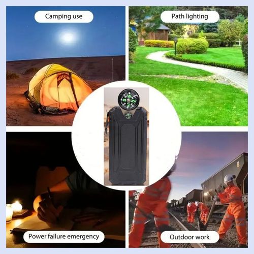 20000mAh Solar Panel Waterproof Outdoor Camping LED Built in Cables Wireless Solar Power Bank
