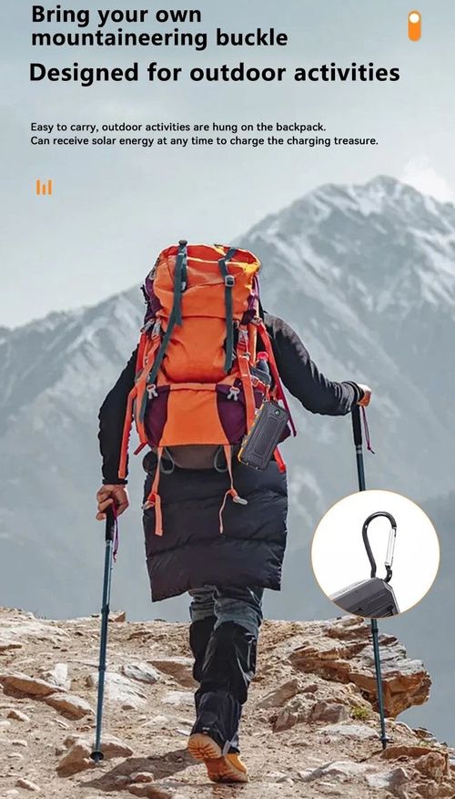 20000mAh Solar Panel Waterproof Outdoor Camping LED Built in Cables Wireless Solar Power Bank