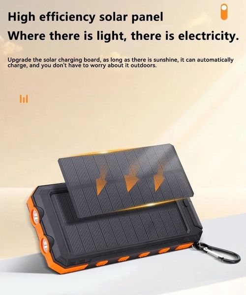 20000mAh Solar Panel Waterproof Outdoor Camping LED Built in Cables Wireless Solar Power Bank