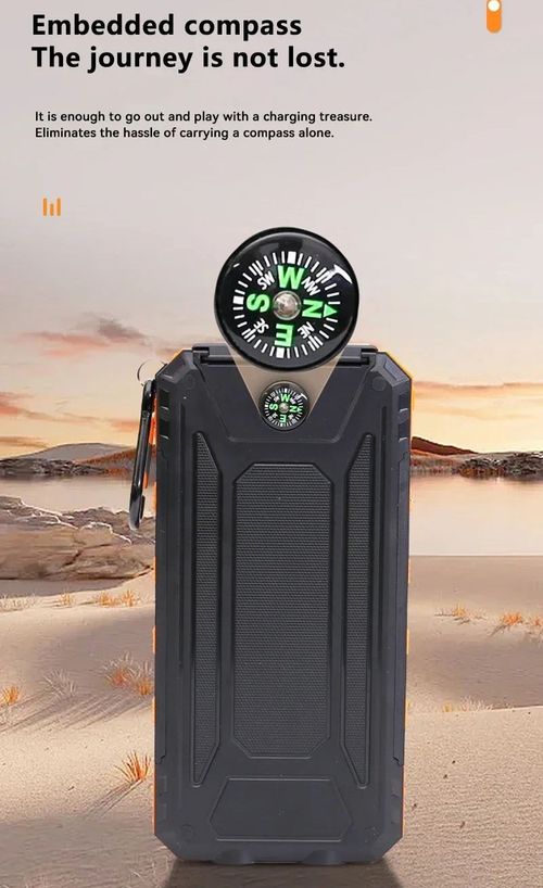 20000mAh Solar Panel Waterproof Outdoor Camping LED Built in Cables Wireless Solar Power Bank