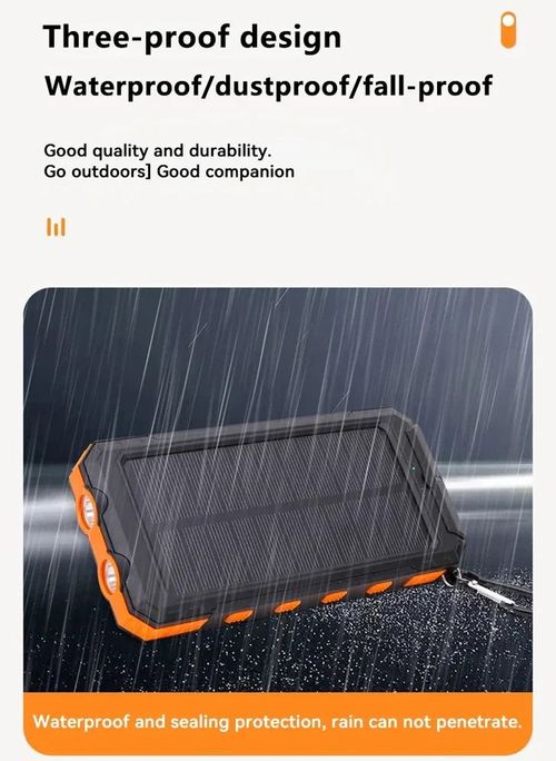 20000mAh Solar Panel Waterproof Outdoor Camping LED Built in Cables Wireless Solar Power Bank