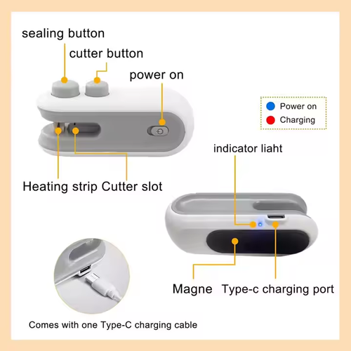 USB Rechargeable Portable Food Plastic Bag Sealer Vacuum Mini Sealing Machines