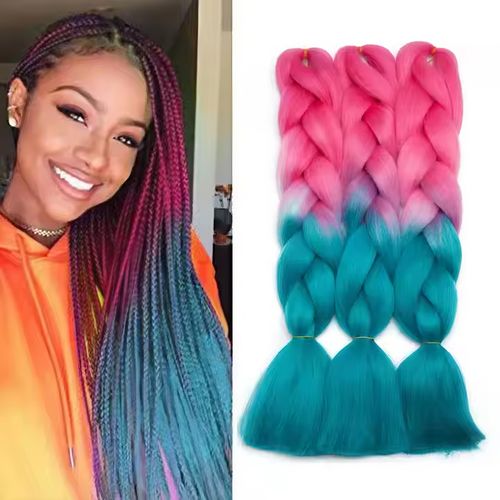 Two-Color Jumbo Braid Hair Weft 100g Synthetic Fiber 24 Inch Machine SINGLE WEFT Durable Braiding Accessory