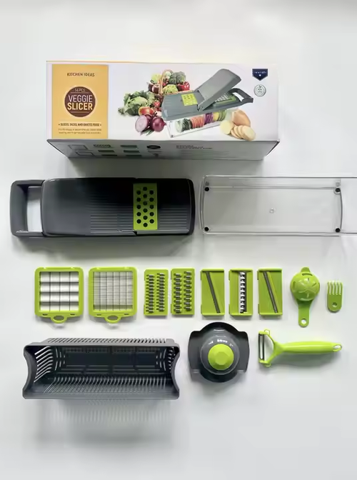 Factory Hot Selling Kitchen Multi Functional Shredder Wet Fruits Cutter Home Gadgets Manual Grater12 in 1 Vegetable Chopper