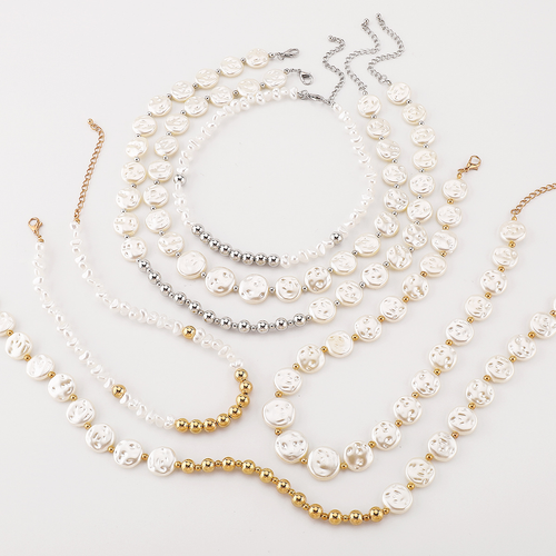 Draweye Imitation Pearls Necklaces for Women Multilayered American Retro Fashion Jewelry Punk Style Simple Collares Para Mujer