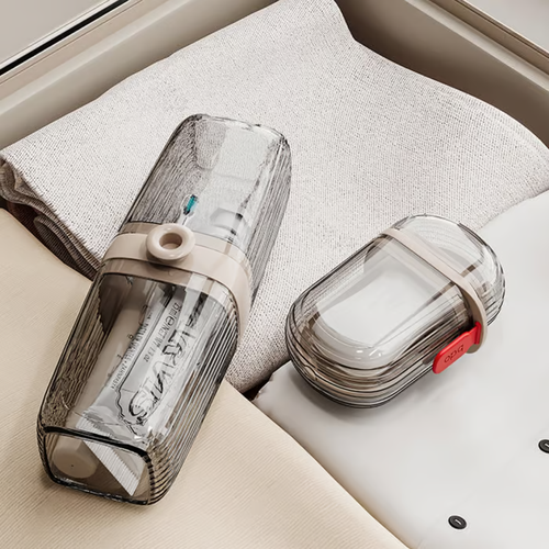 Portable mouthwash and soap box travel set  This product is recommended by 45.2K people on Facebook, TikTok, and Instagram.