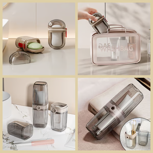Portable mouthwash and soap box travel set  This product is recommended by 45.2K people on Facebook, TikTok, and Instagram.