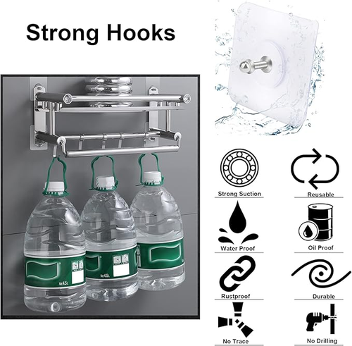 🔨10 Pack Adhesive Wall Hooks, Wall Hangers Without Nails, No Damage Picture Hooks Waterproof and Rustproof to use Inside Kitchen, Bathroom, Home and Office (B)