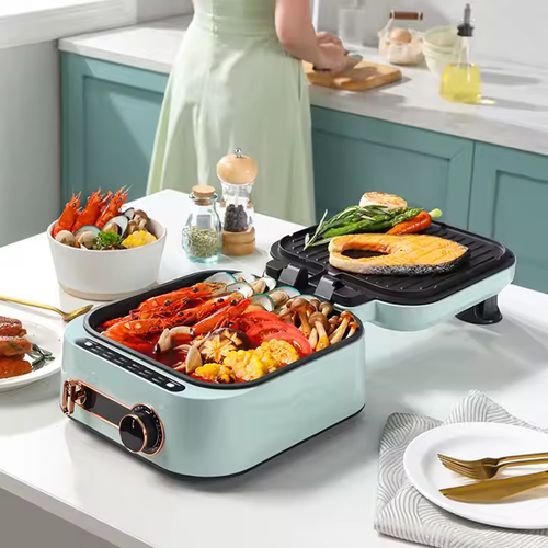 Double-side Heating Machine Barbeque Grill Hot Pot Steak Fry Crepe Pancake Pizza Oven Electric Griddle Baking Pan Deepen Cooker