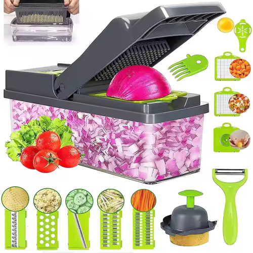 Factory Hot Selling Kitchen Multi Functional Shredder Wet Fruits Cutter Home Gadgets Manual Grater12 in 1 Vegetable Chopper