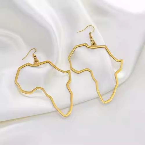Africa Map Fashion gold stainless steel earrings Buy 1 pair get 1 pair free