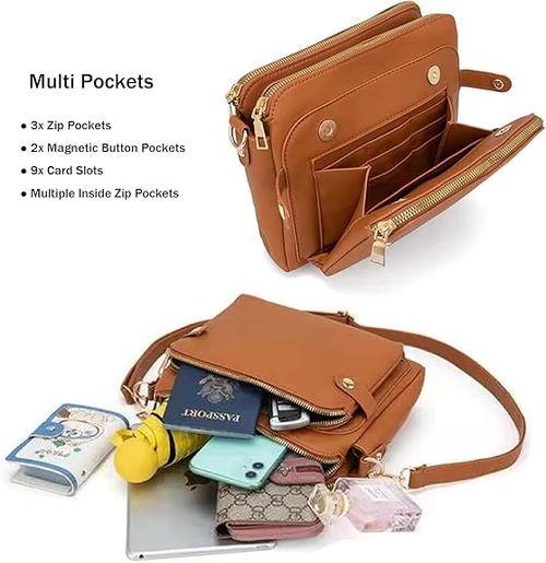 2025 New Crossbody Shoulder Bags And Clutches, Off-Crossbody Leather Shoulder Bags, Purse With Built Multiple Compartments
