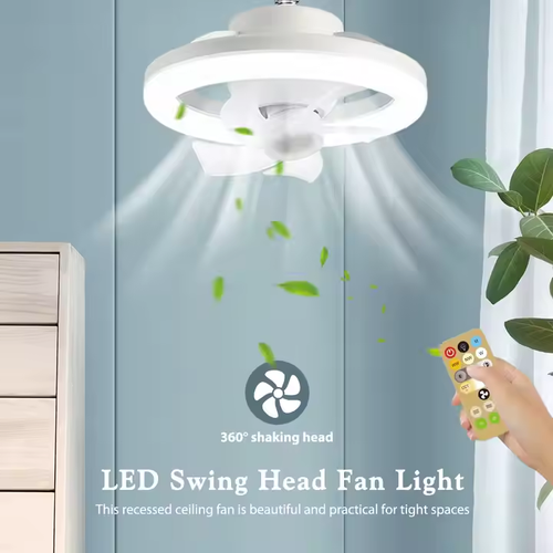 Ceiling Fan E27 With Led Light and Remote Control 360 Rotation Cooling Electric Fan Lamp Chandelier for Room Home Decor