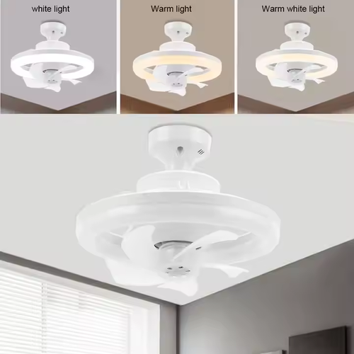 Ceiling Fan E27 With Led Light and Remote Control 360 Rotation Cooling Electric Fan Lamp Chandelier for Room Home Decor