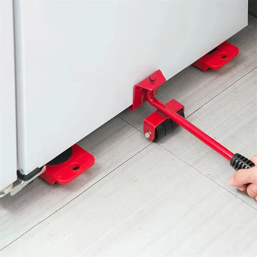 Steel Furniture Mover Tool Set 4 Wheeled Roller & 1 Wheel Bar Hand Tools Heavy Stuff Transport Lifter for Moving Furniture