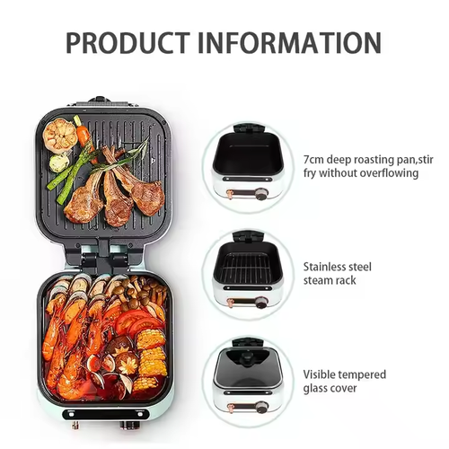 Double-side Heating Machine Barbeque Grill Hot Pot Steak Fry Crepe Pancake Pizza Oven Electric Griddle Baking Pan Deepen Cooker