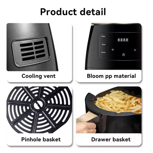 Household air Fryer Touch Screen 6L Pizza Oven Electric Fryer Oven Intelligent Heating element