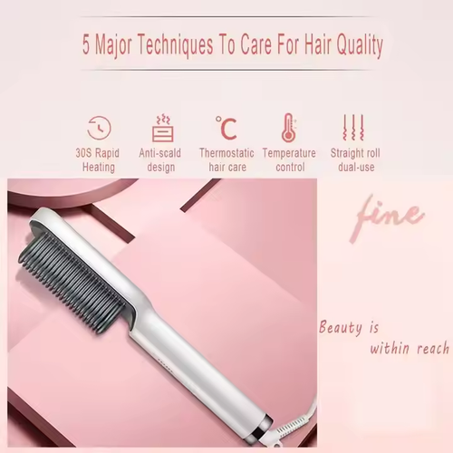 Portable Infrared Hair Straightener Comb 2 in 1 Electric Hot Hair Straightener Brush Straightening Comb for Women