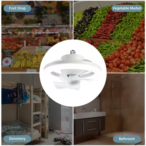 Ceiling Fan E27 With Led Light and Remote Control 360 Rotation Cooling Electric Fan Lamp Chandelier for Room Home Decor