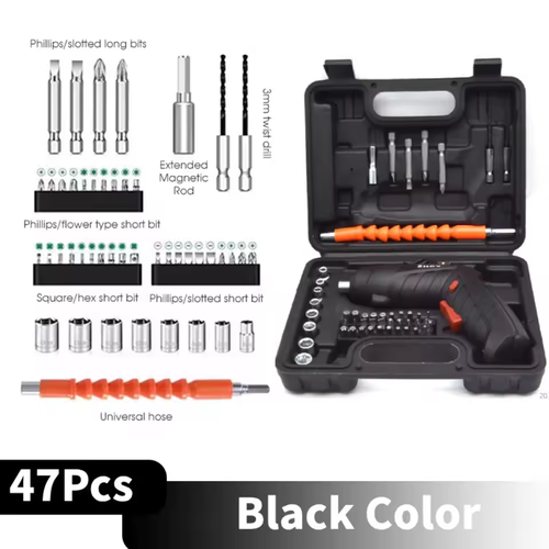 47 PCS 3 6V Cordless Screwdriver Set with 1800mAh Battery Portable Electric Screwdriver for Household Maintenance Power Tools