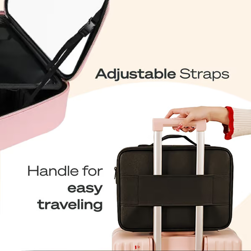 ✈Makeup bag with LED Mirror Large pink