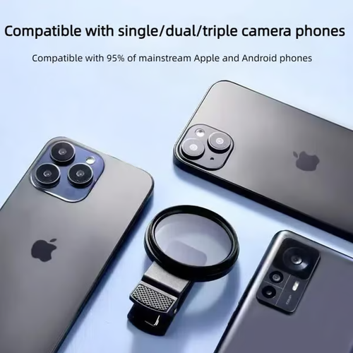 52mm Polarized Smart Phone Universal ND 2-400 CPL Filter Clip Kit for Samsung iPhone Camera Accessories Cell Phone Android Lens Attachments Polarizer for iPhone x Neutral Density Filters Mobile