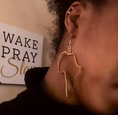 Africa Map Fashion gold stainless steel earrings Buy 1 pair get 1 pair free