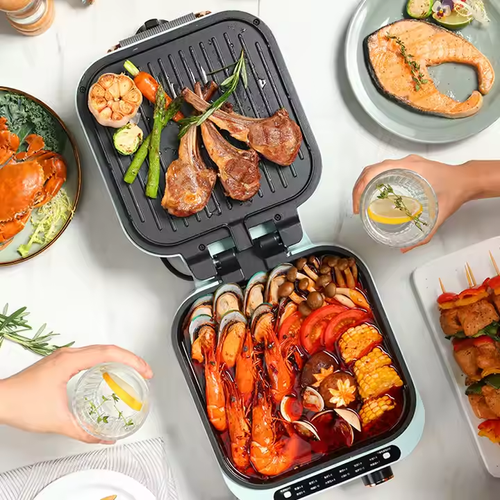Double-side Heating Machine Barbeque Grill Hot Pot Steak Fry Crepe Pancake Pizza Oven Electric Griddle Baking Pan Deepen Cooker