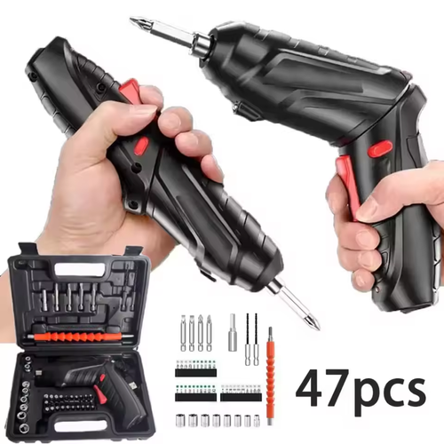 47 PCS 3 6V Cordless Screwdriver Set with 1800mAh Battery Portable Electric Screwdriver for Household Maintenance Power Tools