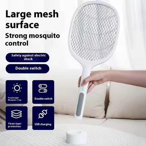 Three-in-One Household Electric Mosquito Killer Lamp Silent Swatter with Effective Physical Repellent Rechargeable